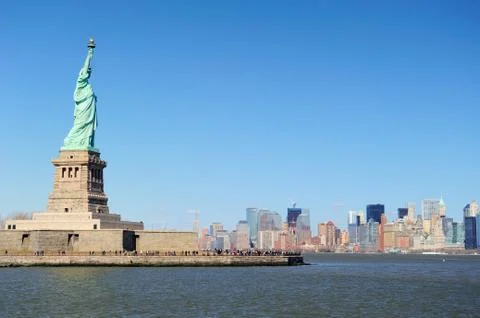New york city manhattan with statue of liberty Stock Photos
