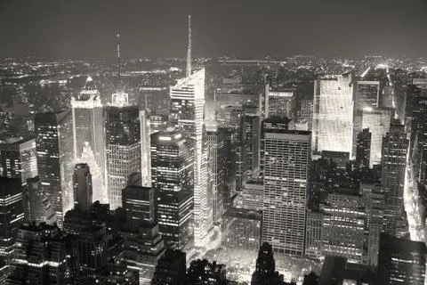 New york city manhattan times square skyline aerial view panorama Stock Photos