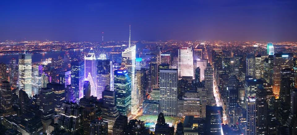 New york city manhattan times square skyline aerial view Stock Photos