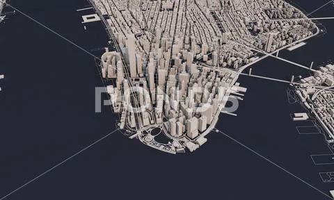 New York city map 3D Rendering. Aerial satellite view. ~ Clip Art ...