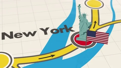 New York City map animation | Stock Video | Pond5