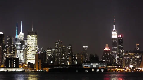 New York City Midtown Skyline Timelapse at night Stock Footage 32620153