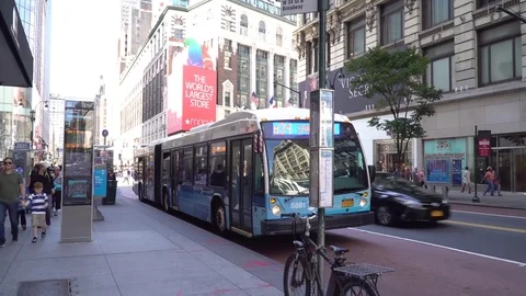 New York City MTA public transportation bus Stock Footage