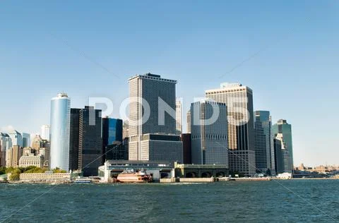 New York city panorama with tall skyscrapers Stock Photos