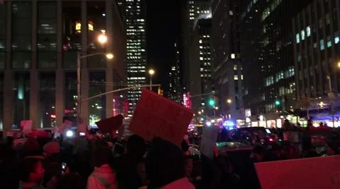 NEW YORK CITY: Protestors react after Grand Jury in Eric Garner case Stock Footage 68501626