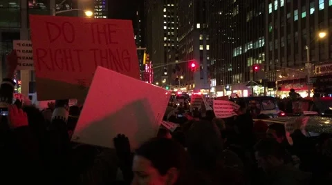 NEW YORK CITY: Protestors react after Grand Jury in Eric Garner case Stock Footage 68501635