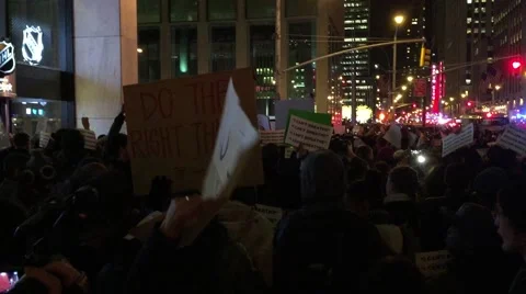NEW YORK CITY: Protestors react after Grand Jury in Eric Garner case Stock Footage 68501645