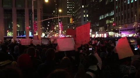 NEW YORK CITY: Protestors react after Grand Jury in Eric Garner case Stock Footage 68501669