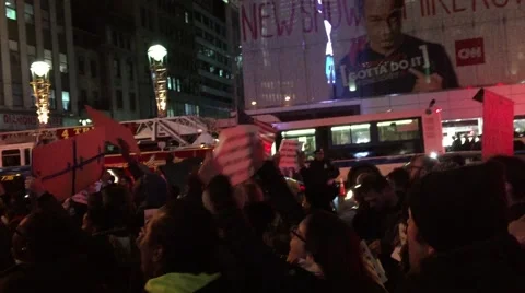NEW YORK CITY: Protestors react after Grand Jury in Eric Garner case Stock Footage 68501673