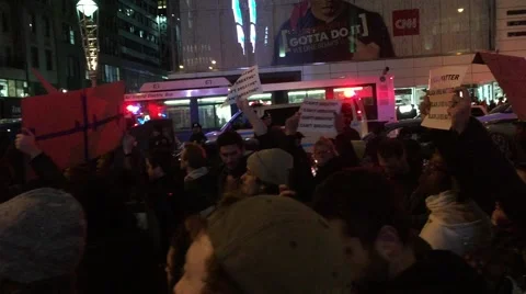 NEW YORK CITY: Protestors react after Grand Jury in Eric Garner case Stock Footage 68501675