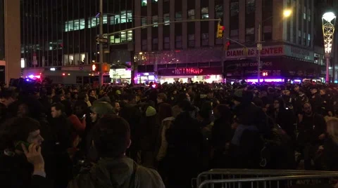 NEW YORK CITY: Protestors react after Grand Jury in Eric Garner case Stock Footage 68501709
