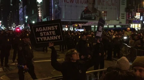 NEW YORK CITY: Protestors react after Grand Jury in Eric Garner case Stock Footage 68501734