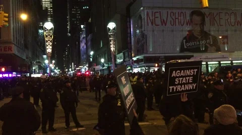 NEW YORK CITY: Protestors react after Grand Jury in Eric Garner case Stock Footage 68501746