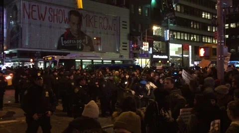NEW YORK CITY: Protestors react after Grand Jury in Eric Garner case Stock Footage 68501750