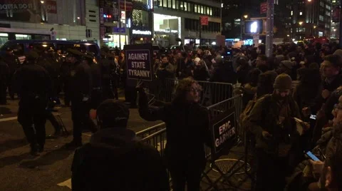 NEW YORK CITY: Protestors react after Grand Jury in Eric Garner case Stock Footage 68501761