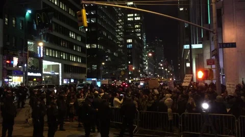 NEW YORK CITY: Protestors react after Grand Jury in Eric Garner case Stock Footage 68501766