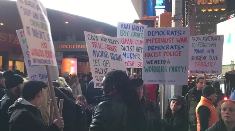 NEW YORK CITY: Protestors react after Grand Jury in Eric Garner case Stock Footage 68501780