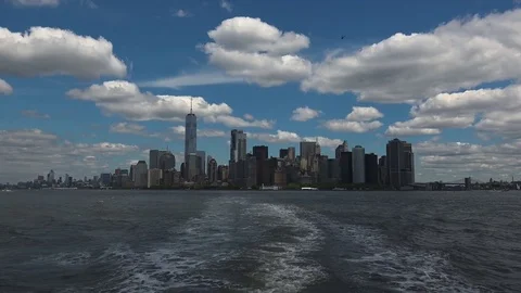 New York City seen from a vessel Stock Footage