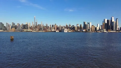 New York City Skyline with dramatic clouds Famous Landmark Stock Footage 243528752