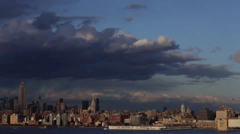 New York City Skyline during storm (time-lapse) Stock Footage
