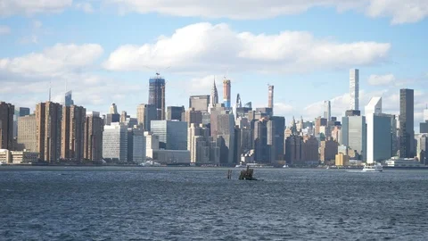 New York City Skyline Manhattan - 60FPS Slowmotion UHD 4K Stock Footage
