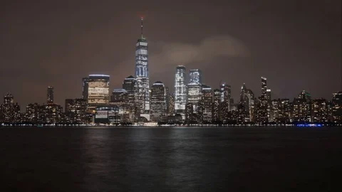 New York City Skyline Night Photo Stock Footage 95073737