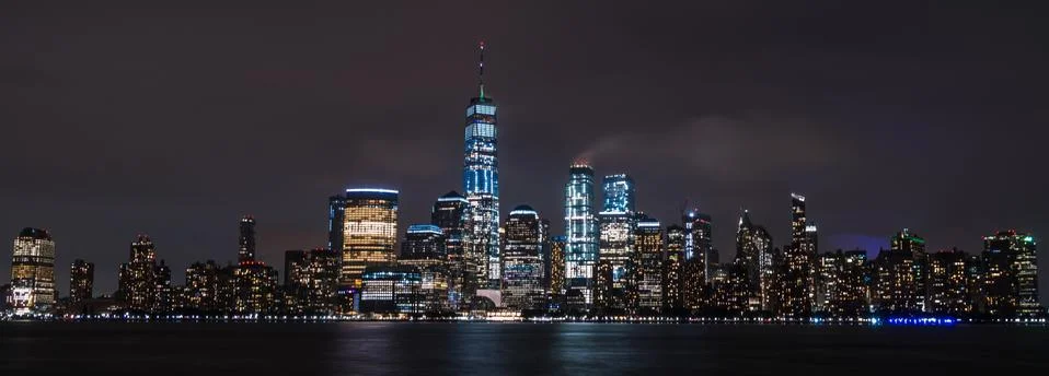 New York City Skyline Night Photo Stock Photos