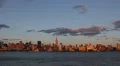 New York City Skyline Panorama Hudson River Empire State Building Golden Sunset HD Footage