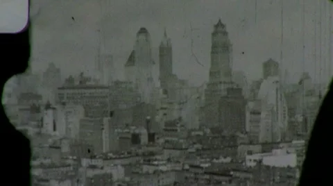 New York City Skyline Slow Pan NYC 1930s Vintage Film Home Movie 1450 Stock Footage