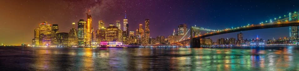 New york city skyline ultra wide panorama manhattan travel destination Stock Photos