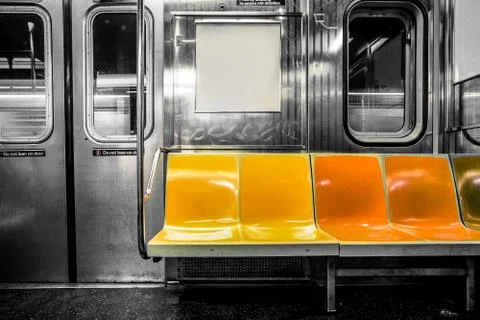 New York City subway seats Stock Photos