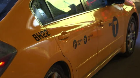 New York City Taxi Driving Off Stock Footage