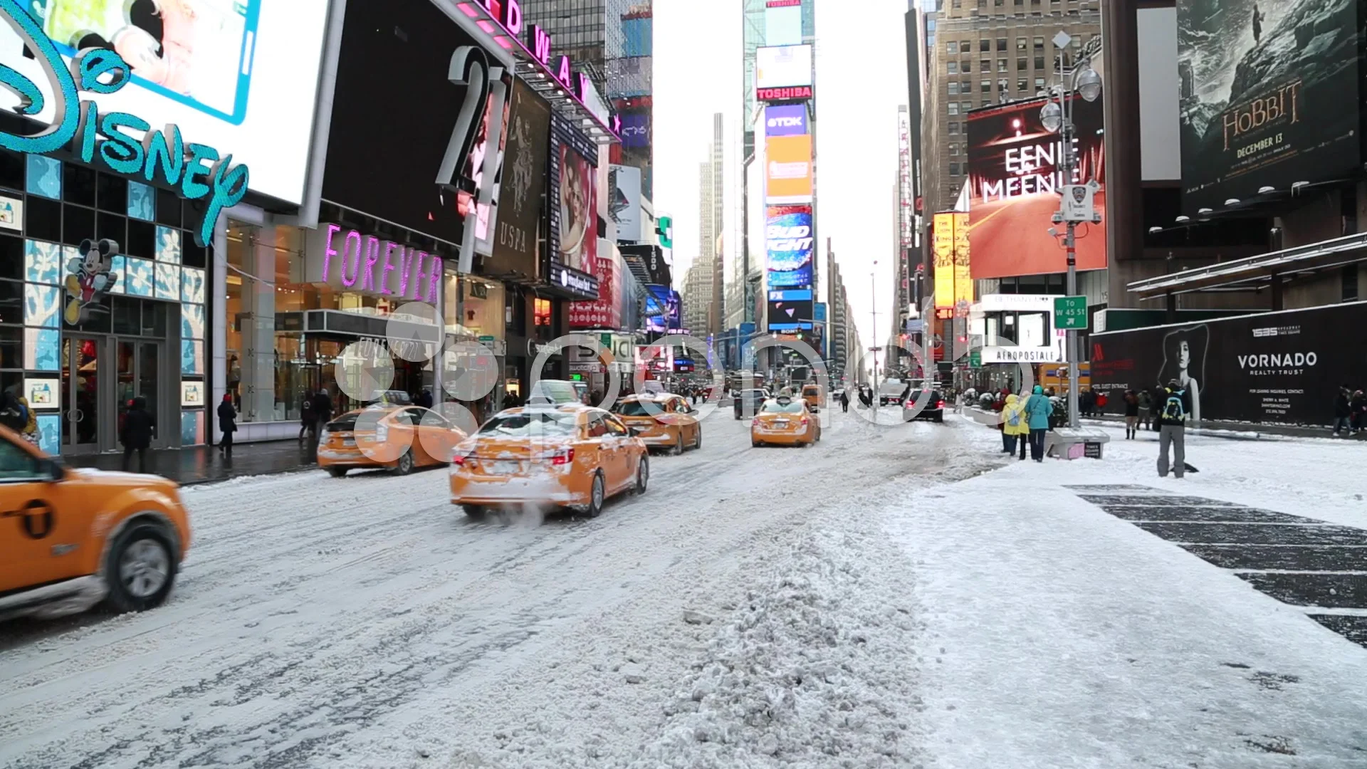 New York City Times Square In Snow Stock Video 33791755