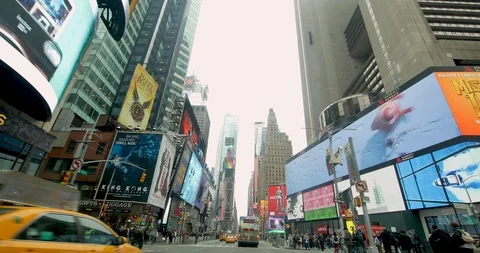 New York City Times Square driving POV street buildings cars Stock Footage