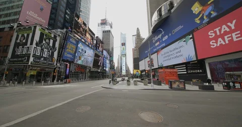 New York City Times Square empty covid coronavirus lockdown April 2020 w/sound Stock Footage