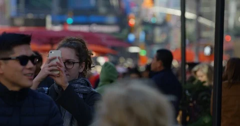 NEW YORK CITY USA 01.01.19- Tourists Walking Through The Busy Streets  Stock Footage