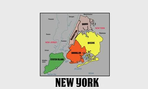 New York city vector map frame and name card style Stock Illustration