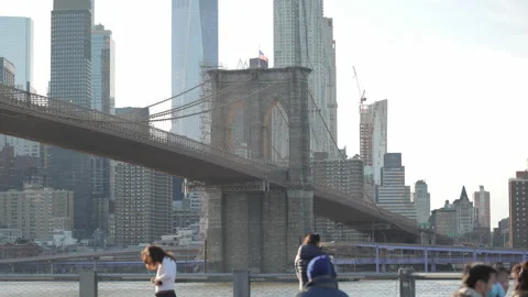 New York City - a view of Brooklyn bridge in Dumbo Stock Footage