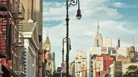 New York City Vintage Empire State Building Manhattan NYC Greenwich Village Stock Footage 29646022