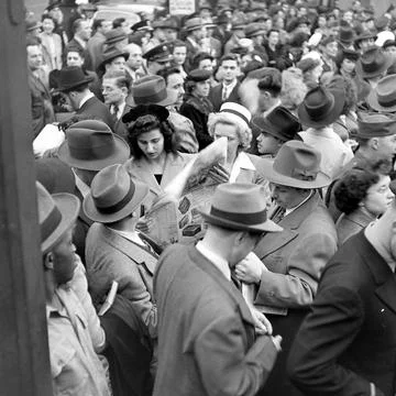New York City's Time Square, USA - 12 Apr 1945 Stock Photos