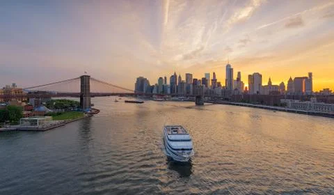 New York City,Skyline at sunset,  USA Stock Photos