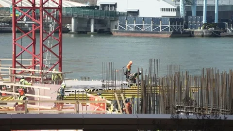 New York construction workers building a new Skyscraper Stock Footage 241451335