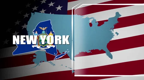 New York Countered Flag and Information Panel Stock Footage 66774604