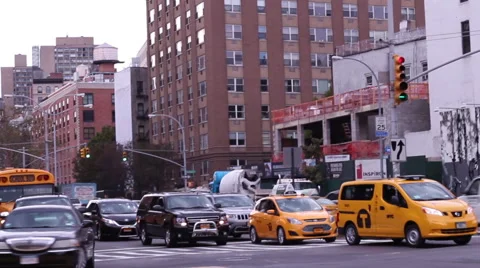 New York Daytime Traffic Crosswalk Stock Footage 59758111