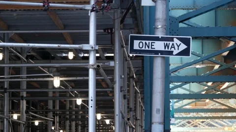New York elevated subway, metropolitan bridge, metro track above street. Railway Stock Footage 285369729