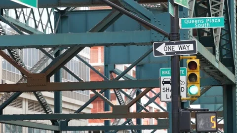 New York elevated subway, metropolitan bridge, metro track above street. Railway Stock Footage 288797579