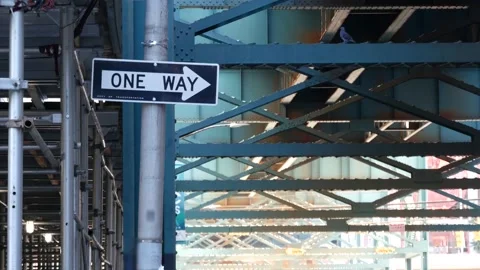 New York elevated subway, metropolitan bridge, metro track above street. Railway Видео 308350339