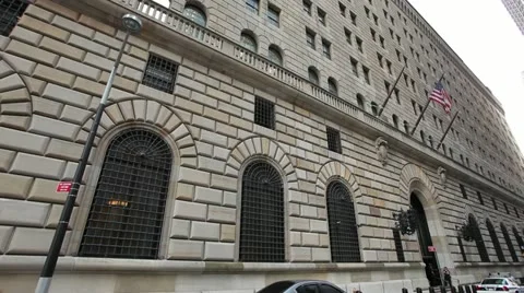 New York FED FRB Federal Reserve Bank tilt down Stock Footage