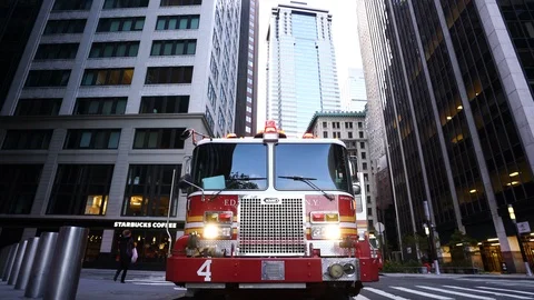 New York Fire Department Engine #4 in Lower Manhattan - NYC Stock Footage 108637158