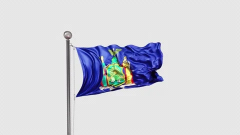 New York Flag  Animation Loop Include Alpha 3D Rendering Stock-Footage 312083859